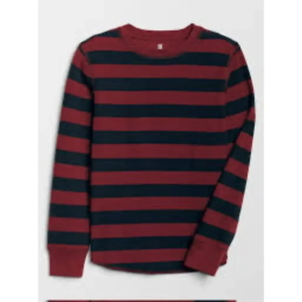 GAP Boy's Long Sleeve Thermal Shirt - Navy/Wine Stripe S 6-7